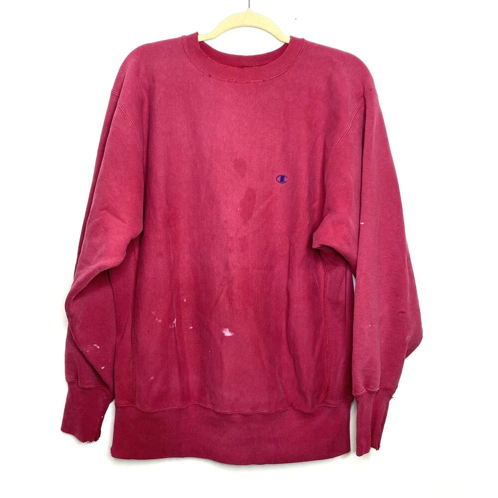 Champion Reverse Weave Crewneck Pullover USA Distressed Trash Sweatshirt Sz XL